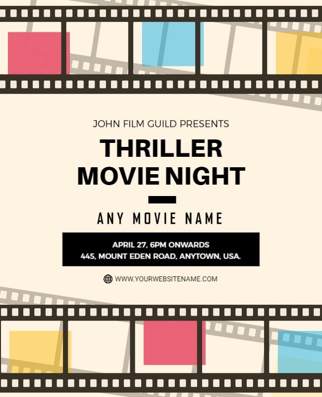 Vintage Filmstrip Design for Thriller Movie Night Poster Template
