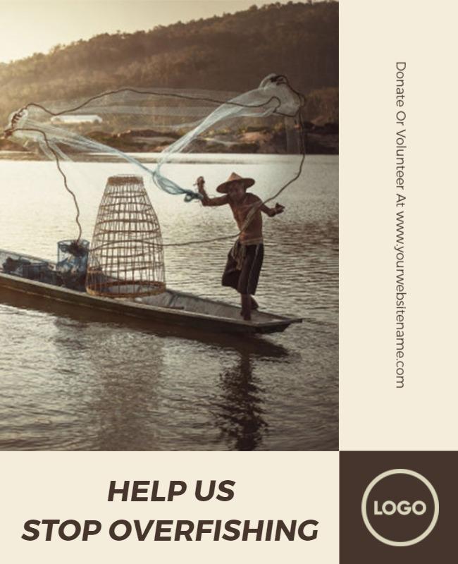 Vintage Fishing Awareness Campaign Poster Template