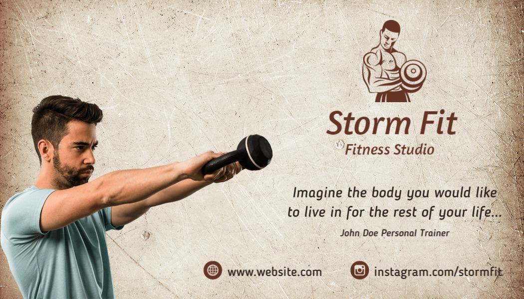 Vintage Fitness Lifestyle Inspirational Trainer Business Card Template