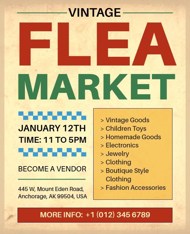 Vintage Flea Market Event Flyer Template