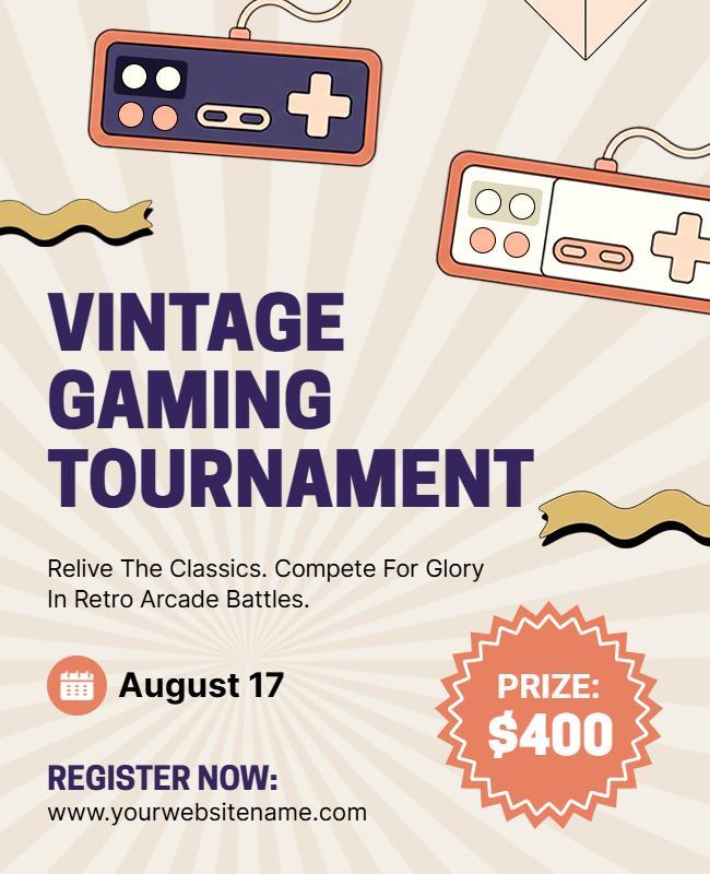 Vintage Gaming Tournament Announcement Poster Template