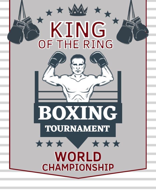 Vintage Gray Boxing Championship Tournament Poster Template