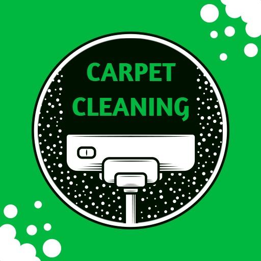 Vintage Green Carpet Cleaning Design with Bubbles Logo Template