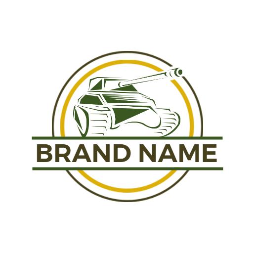 Vintage Green Military Tank Design for Defense Logo Template