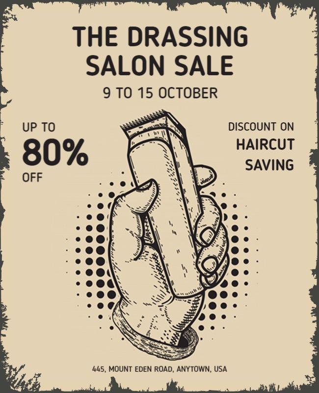 Vintage Hand-Drawn Barber Shop Sale Poster Template