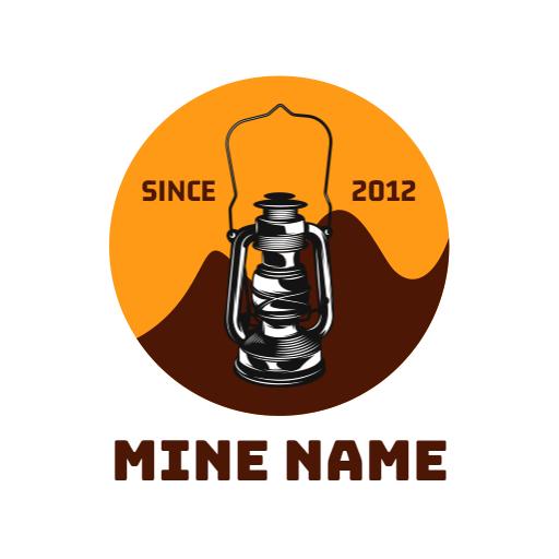 Vintage Lamp and Mountain Highlighting Mining Industry Logo Template