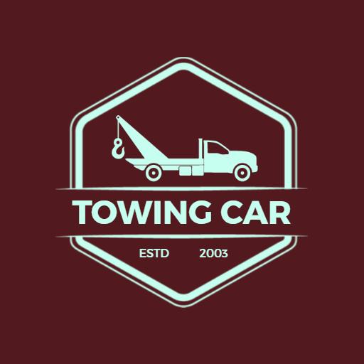 Vintage Maroon and Light Blue Towing Car Service Logo Template
