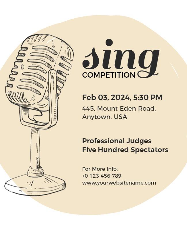 Vintage Microphone Design for Sing Competition Poster Template