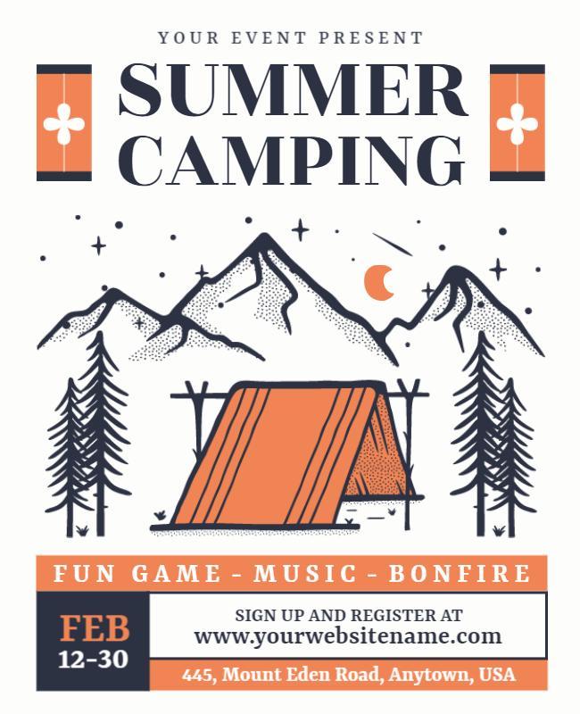 Vintage Mountain Summer Camping Adventure Poster Template