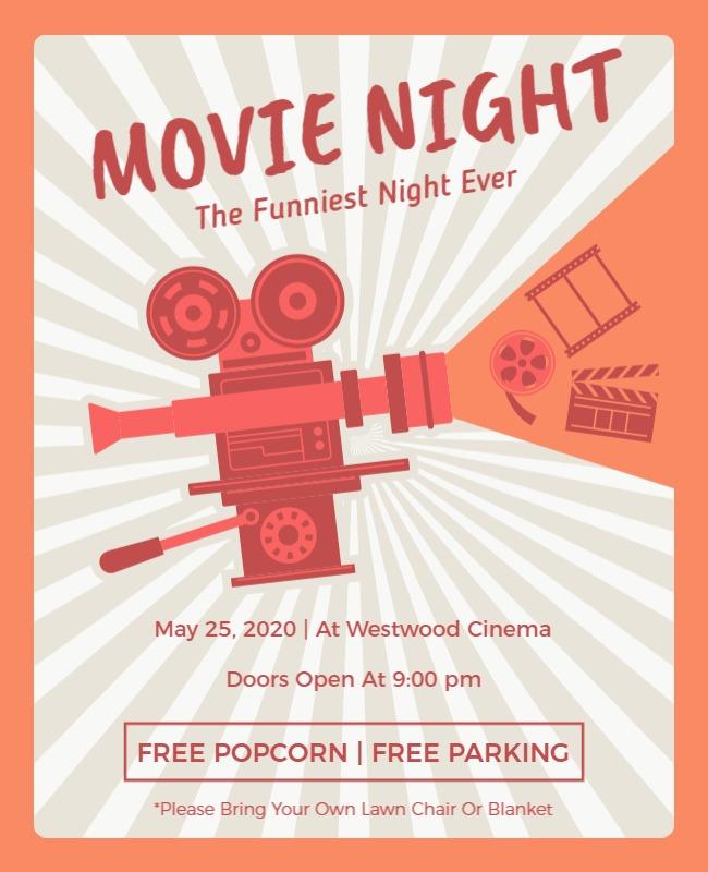 Vintage Outdoor Movie Night Flyer Template