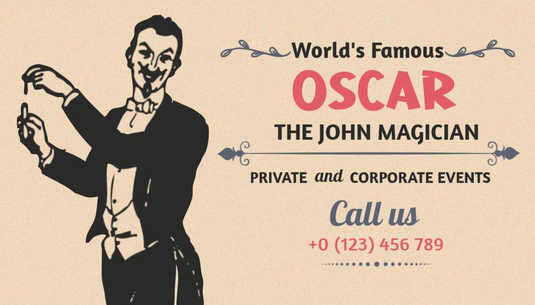 Vintage Pink Magician Performance Visiting Card Template