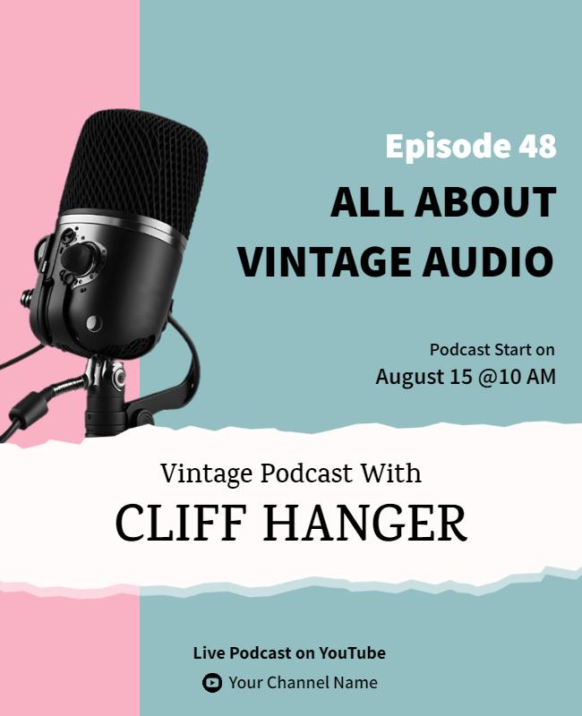 Vintage Podcast Episode Featuring Classic Audio Elements Poster Template
