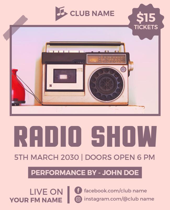 Vintage Radio Show Event Announcement Flyer Template