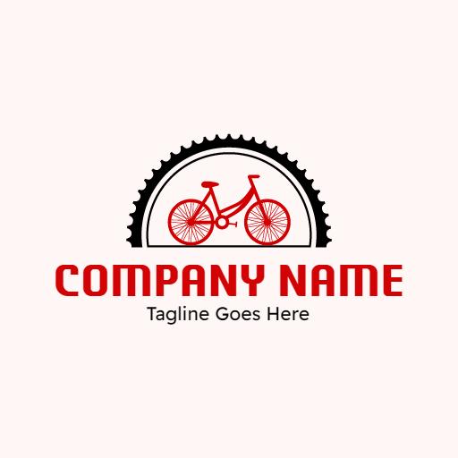 Vintage Red Bicycle Design with Tire Elements Logo Template