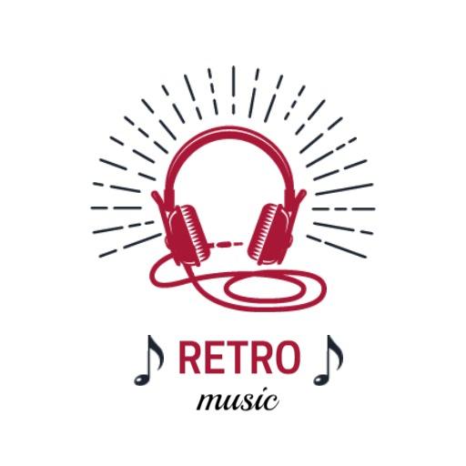 Vintage Red Headphones Symbolizing Retro Music Logo Template