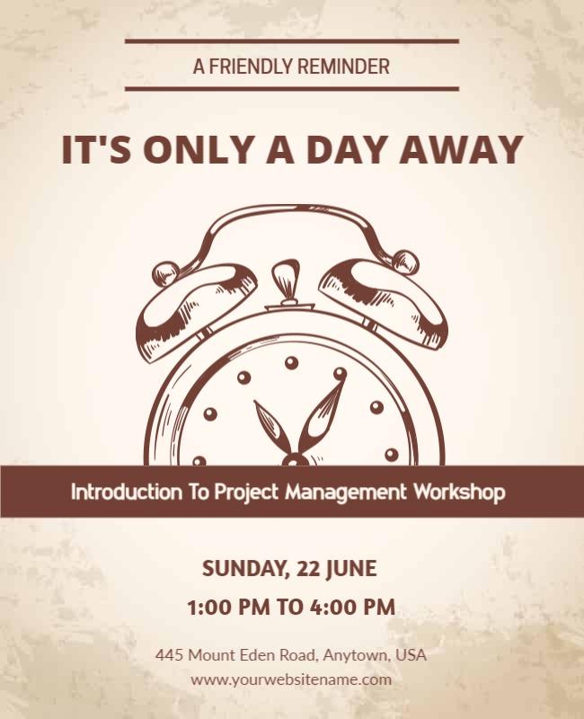 Vintage Reminder Clock Project Management Workshop Poster Template
