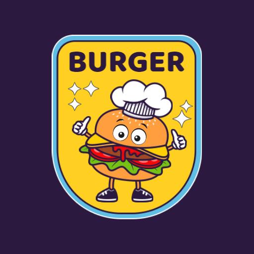 Vintage Retro Burger Character with Fun Elements Logo Template