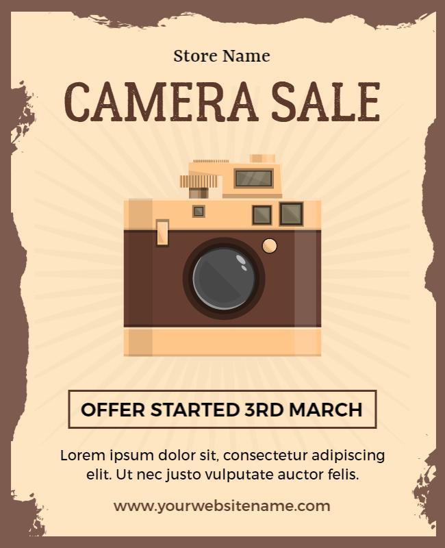 Vintage Retro Camera Sale Promotional Flyer Template