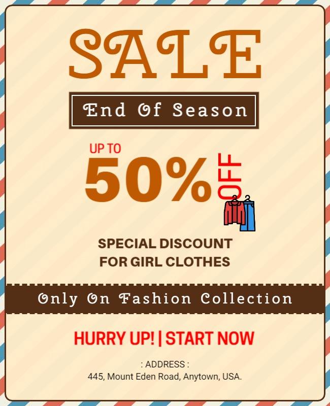Vintage Stripe End of Season Fashion Sale Poster Template