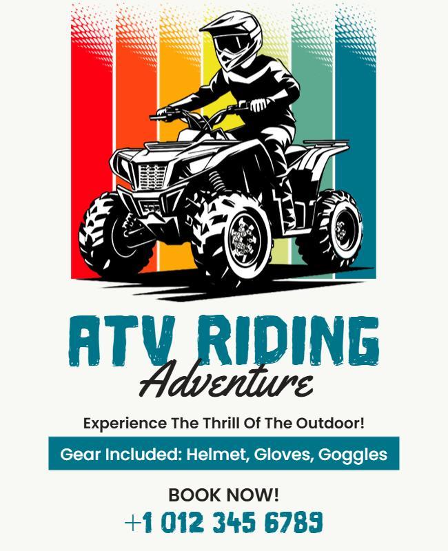 Vintage Striped ATV Riding Adventure Outdoor Poster Template