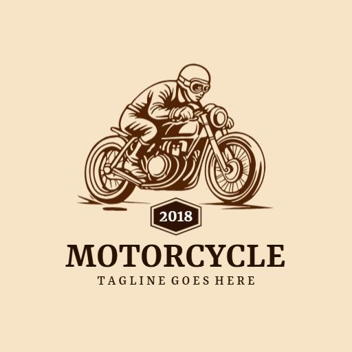 Vintage Style Motorcycle Rider in Action Logo Template