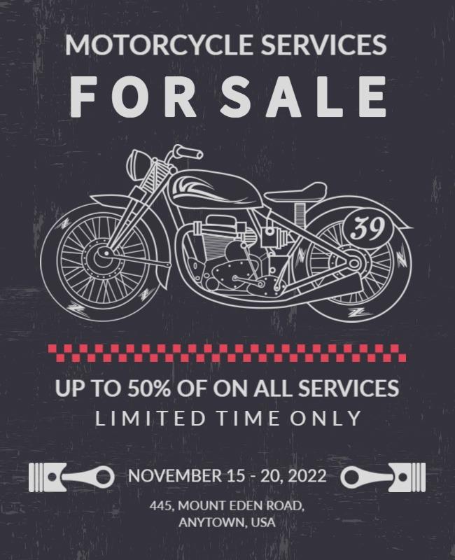 Vintage Style Motorcycle Services Sale Poster Template
