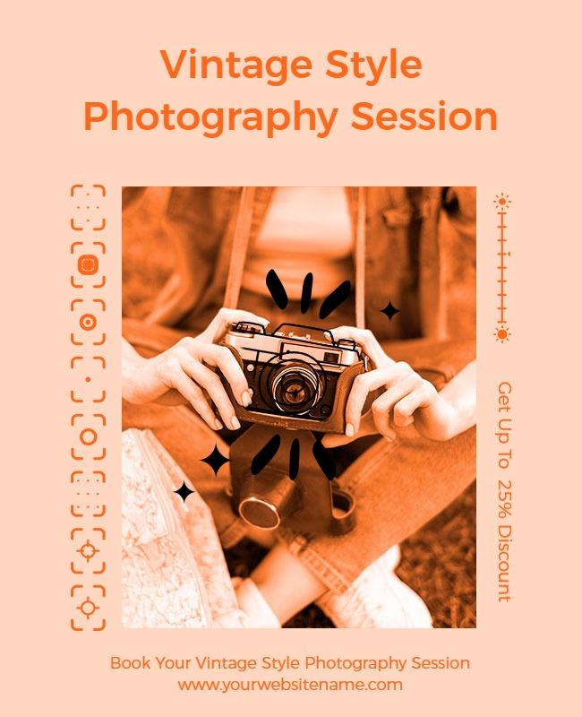 Vintage Style Photography Session Promo Flyer Template