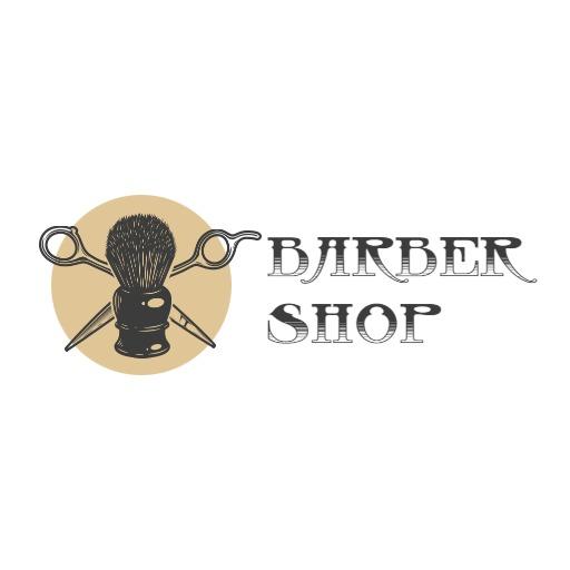 Vintage Style Shaving Tools Representing Barber Shop Logo Template