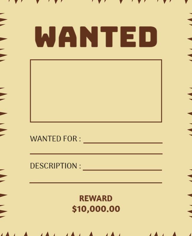 Vintage Style Wild West Wanted Poster Template