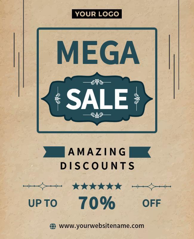 Vintage Styled Mega Sale Discount Offer Poster Template