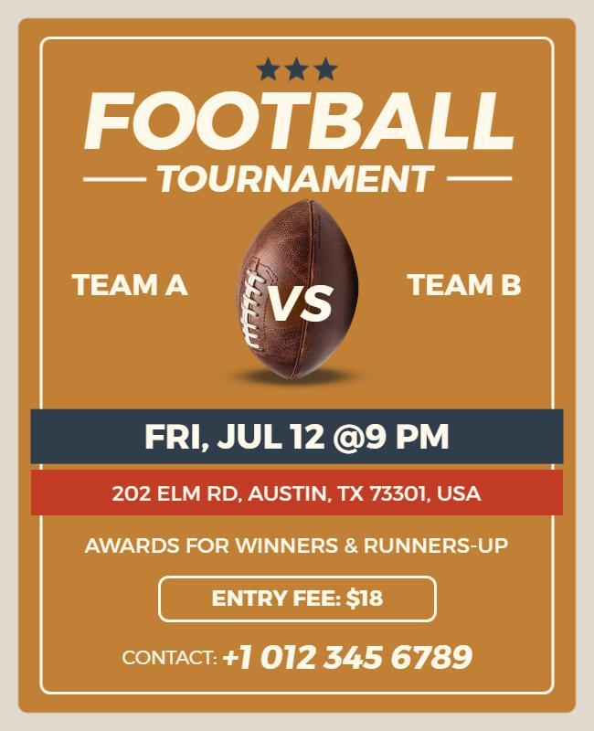 Vintage Themed Football Tournament Poster Template