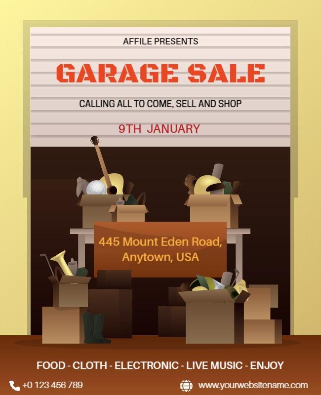 Vintage Themed Garage Sale Event Announcement Poster Template