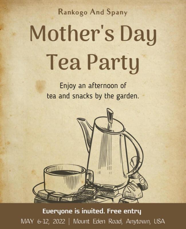 Vintage Themed Mother's Day Tea Party Poster Template