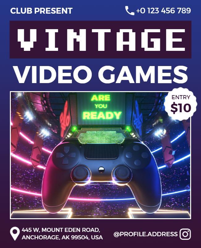 Vintage Video Games Event Flyer Template