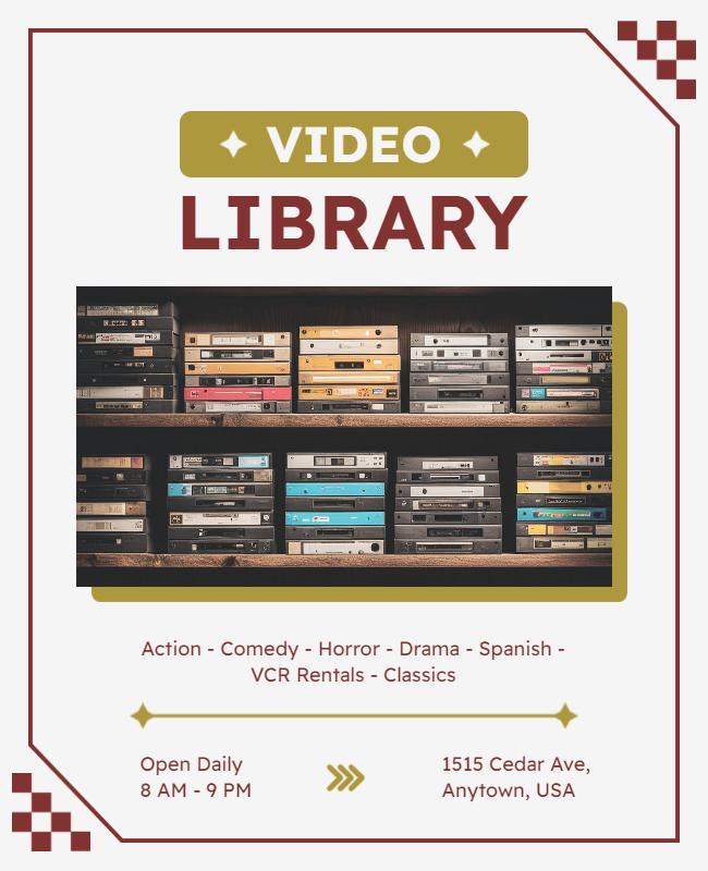 Vintage Video Library Promotion Flyer Template