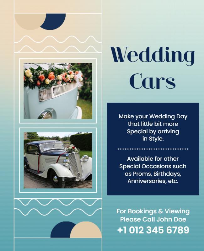 Vintage Wedding Cars Booking Flyer Template