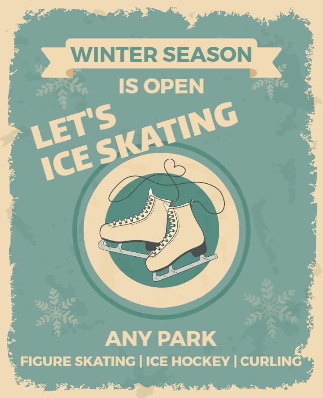 Vintage Winter Ice Skating Event Announcement Flyer Template