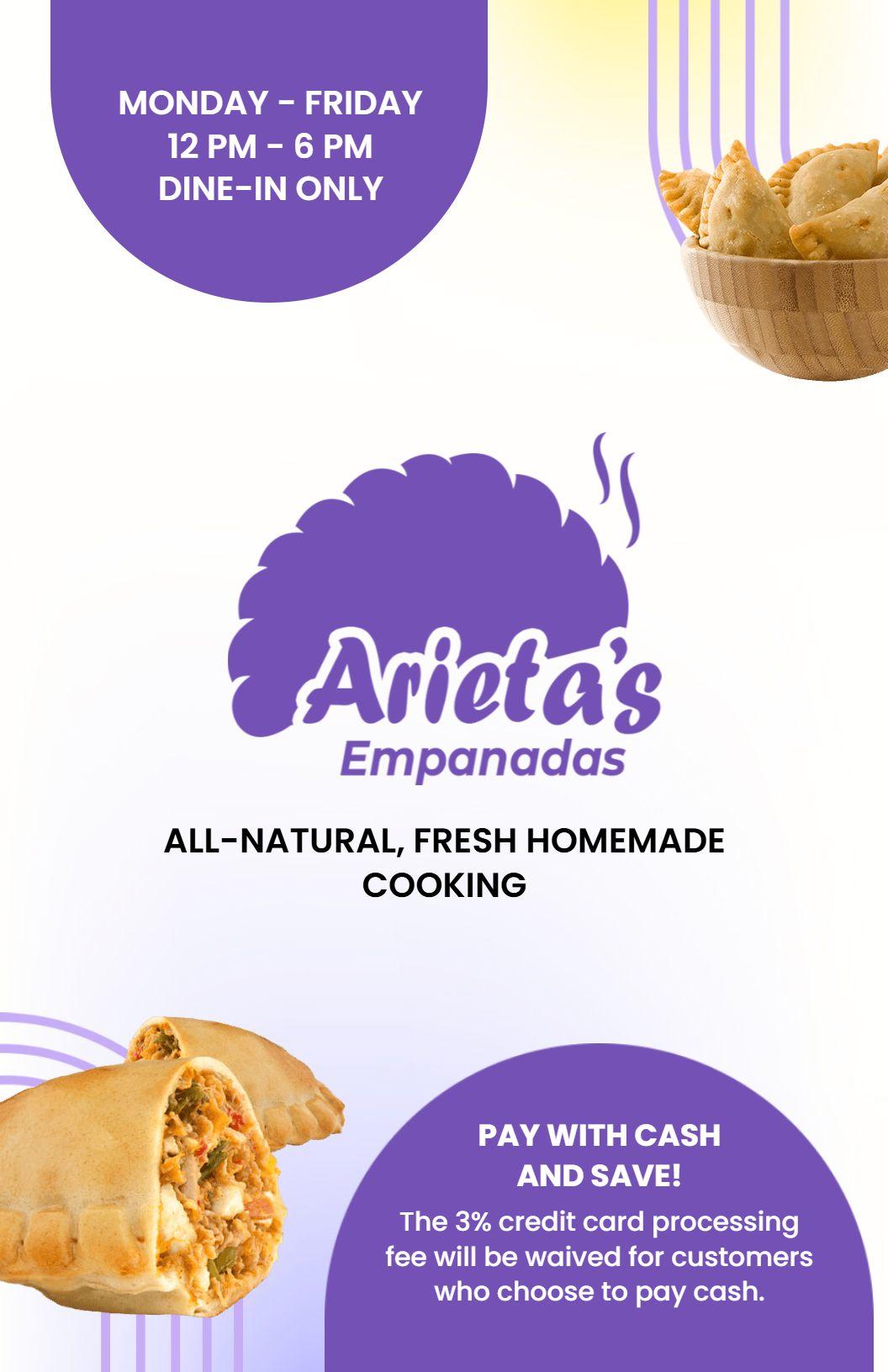 Violet Themed Gourmet Empanada Dining Menu Template