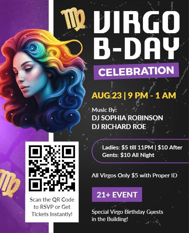 Virgo Birthday Celebration Event Flyer Template