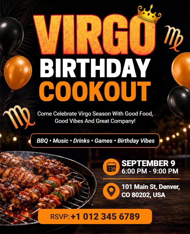 Virgo Birthday Cookout Celebration Flyer Template