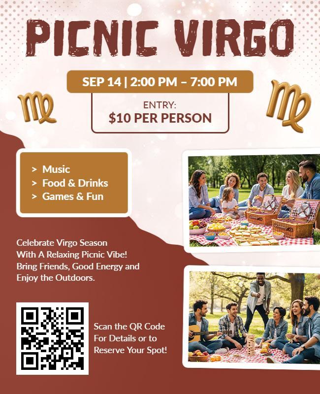 Virgo Season Outdoor Picnic Event Flyer Template