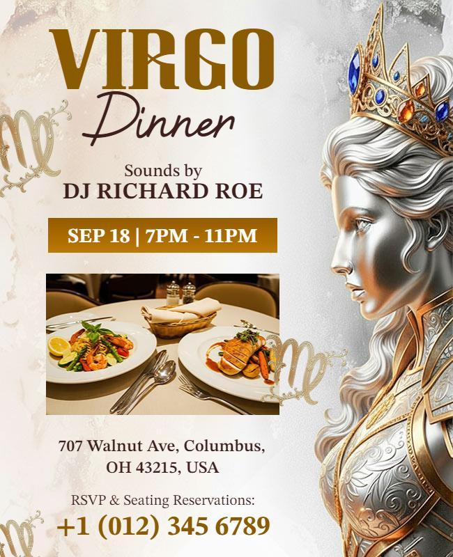 Virgo Themed Dinner Event Flyer Template