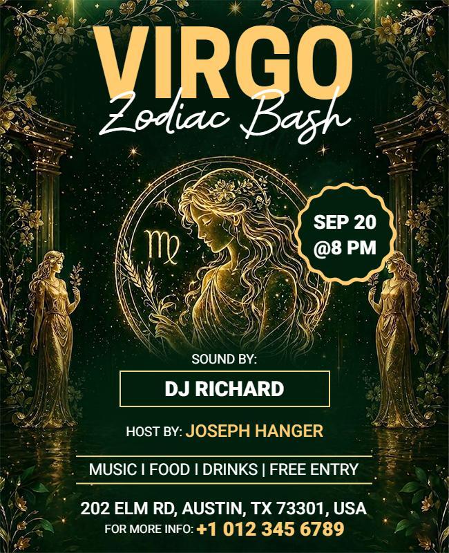 Virgo Zodiac Bash Party Flyer Template
