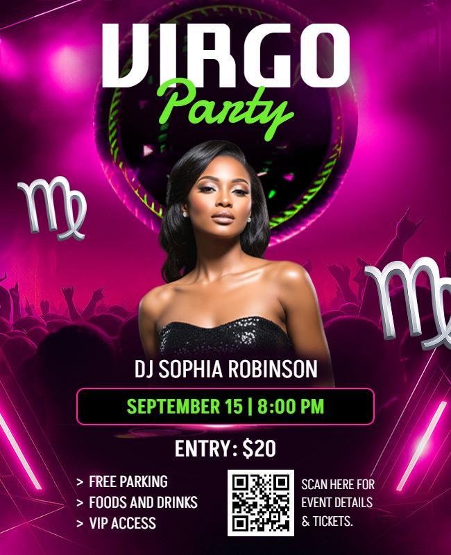 Virgo Zodiac Theme Party Flyer Template