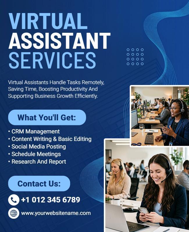 Virtual Assistant Services Promotional Flyer Template