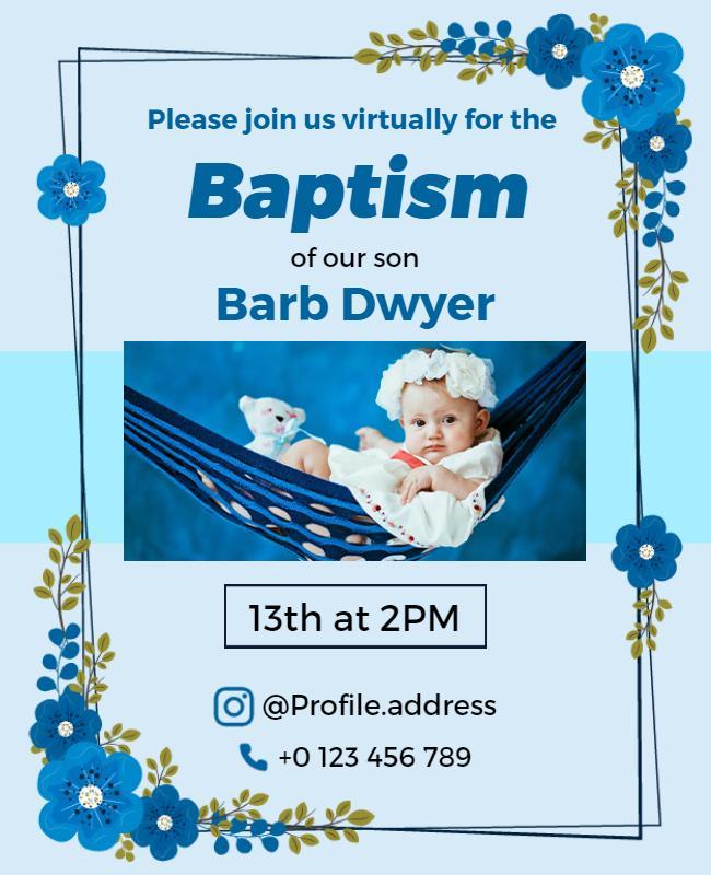 Virtual Baptism Ceremony Invitation Flyer Template