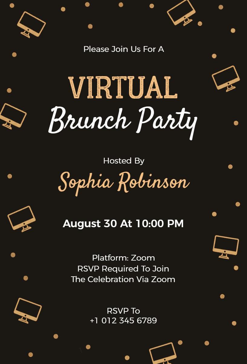 Virtual Brunch Celebration Online Gathering Invitation Template