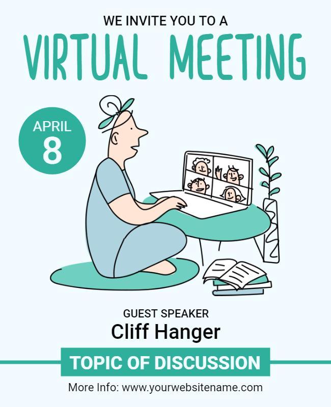 Modern Illustrative Virtual Meeting Invitation Flyer Template