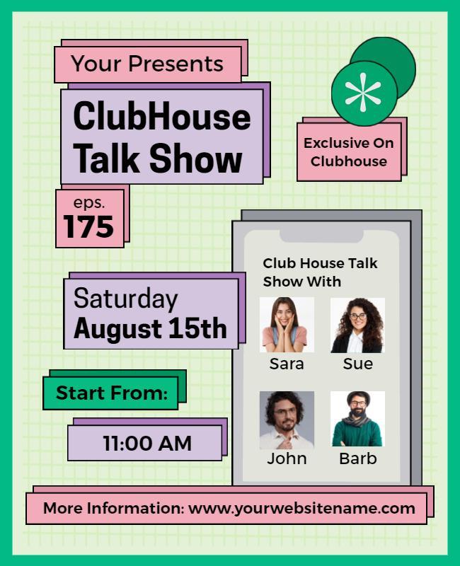 Virtual Clubhouse Talk Show Event Flyer Template