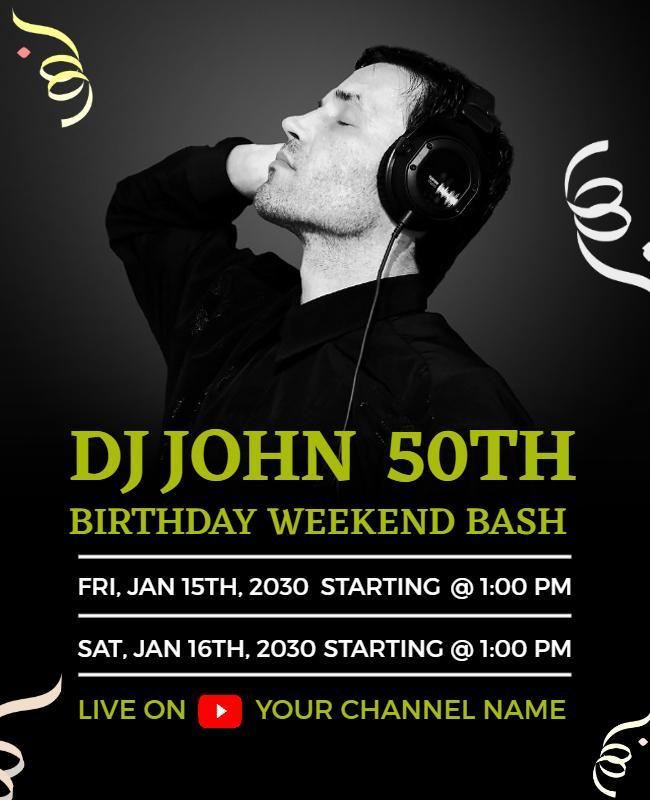 Virtual Dj Birthday Weekend Bash Flyer Template